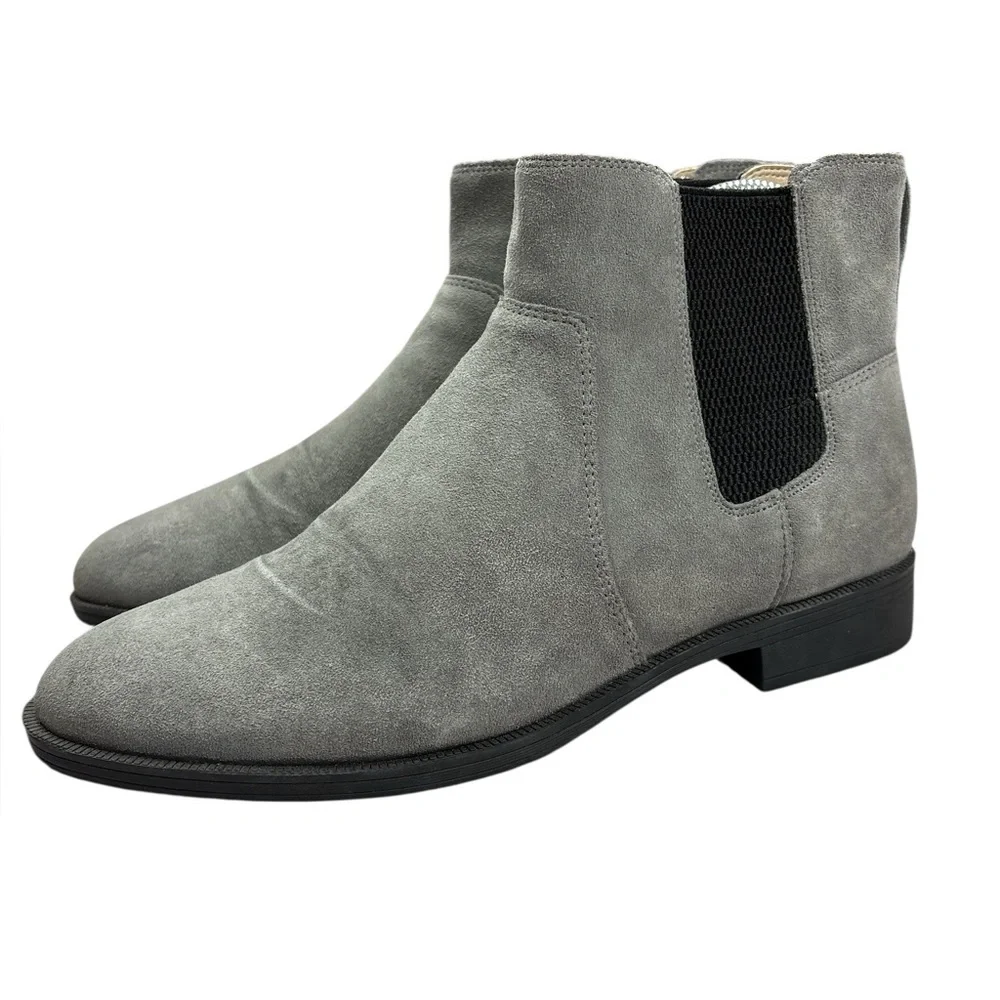 Vionic Women’s Alana Suede Bootie Sz 8 Gray Chelsea Slip On Comfort Neutral - Picture 3 of 8
